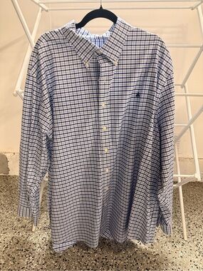 Brooks Brothers Plaid Button Down Shirt 3XL Blue White